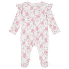 Baby Girls White & Pink Floral & Butterflies Babygrow, 1, hi-res